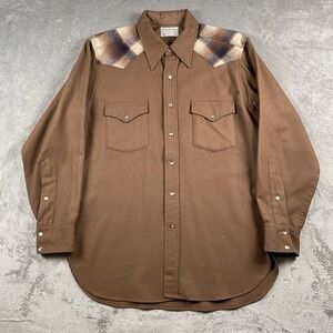 Vintage Pendleton Shirt Mens Sz L Brown High Grade Western Wear Wool Pearl Snap